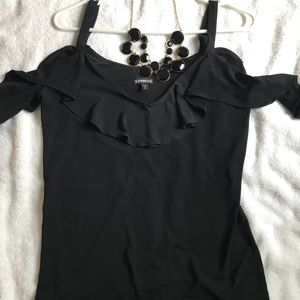 Express cold shoulder flutter sleeve